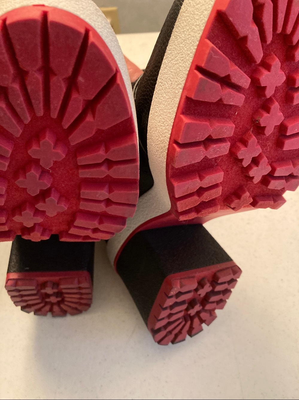 Mix No. 6 Black  Heeled Ankle Boots with Red Outsole: Partial Leather - Picture 6 of 10